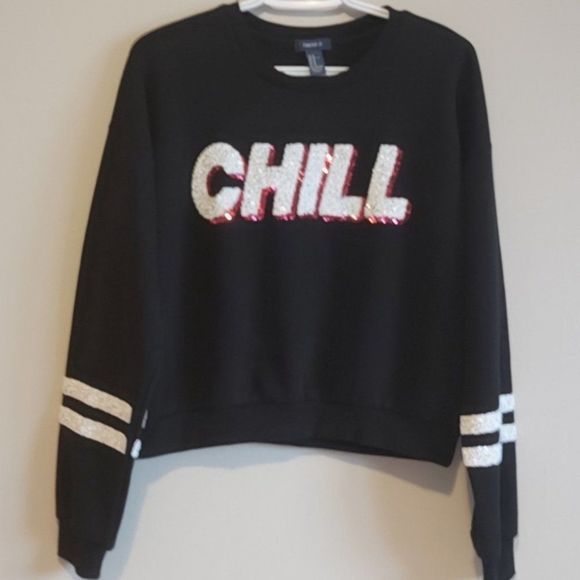 Forever 21 Black Chill Sweater Sweatshirt M - Picture 4 of 9